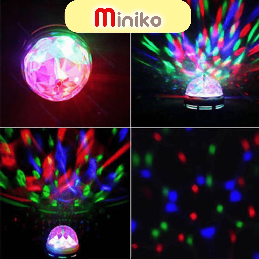 Lampu DISCO LED Fitting tumblr mini otomatis disko warna warni RGB E 27 dan E 67  MIniko