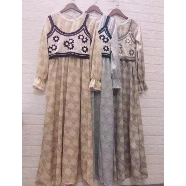 ‼️IMPORT‼️GAMIS + TANKTOP FLOWER / GAMIS IMPORT / BUSANA MUSLIM IMPORT / MAXI IMPORT / VEST IMPORT
