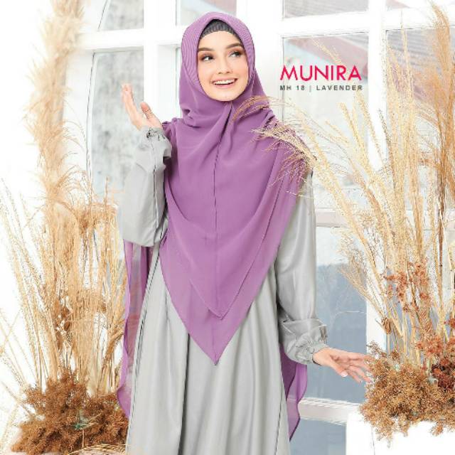 Jilbab munira MH 18 pet busa antem bahan ceruty model dua layer original