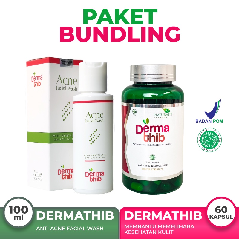 Paket - Kapsul Dermathib X Acne Facial Wash Dermathib Perawajan Jerawat Original