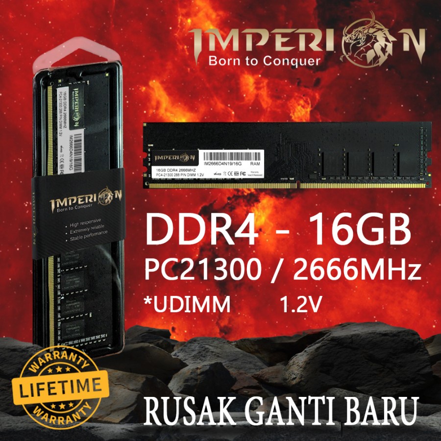 RAM PC IMPERION DDR4 16GB 2666Mhz PC 21300 1.2v ORI GAMING RAM KOMPUTER DDR4 16GB LONGDIMM