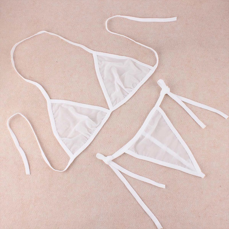 Sexy Lingerie Set Wanita Tali ​Bra&amp;G String Mini Bikini Transparan Pakaian dalam 3B060