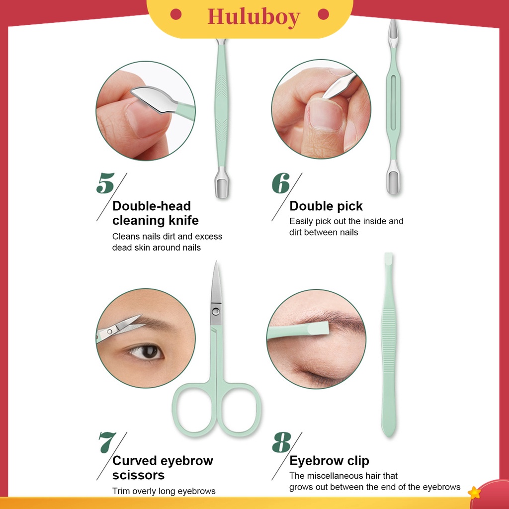 Huluboy Huluboy♡ 16pcs / Set Gunting Kuku Bahan Stainless Steel Untuk Manicure