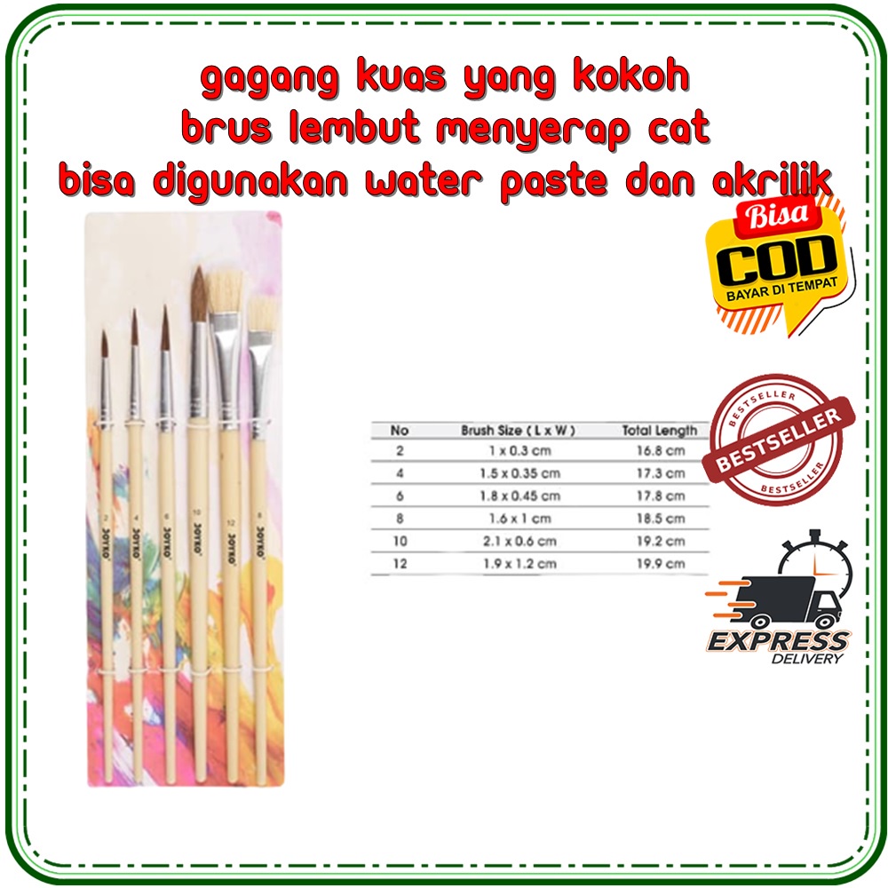 

Joyko Kuas Lukis Set 6 Kuas Cat Air Brush Lukis Joyko Isi 6 Kuas Lukis Brush