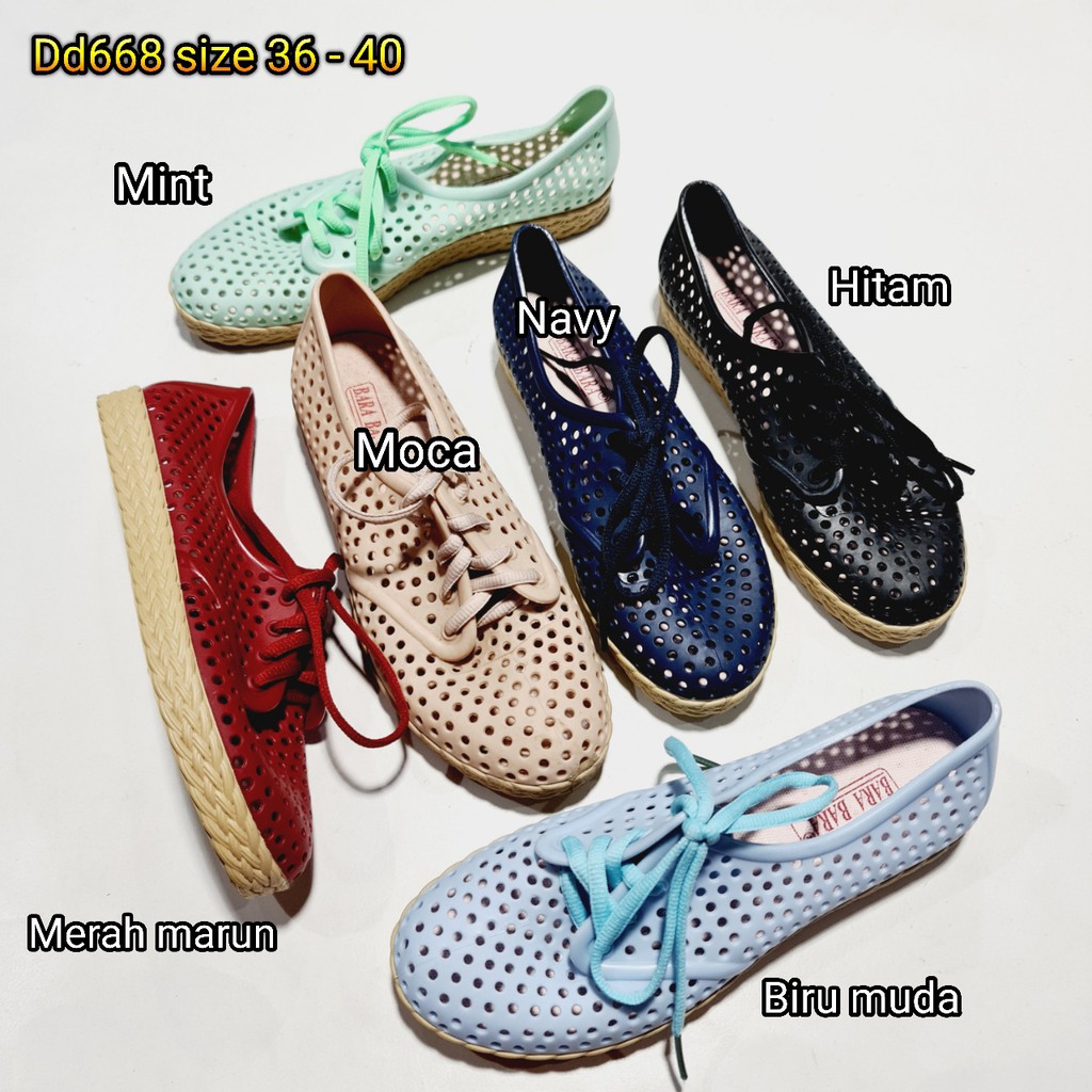 BARA BARA ORIGINAL Jelly shoes sepatu karet murah sneakers kets tali cewek wanita import barabara dd668