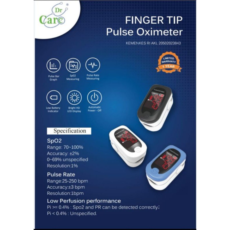 Pulse Oxymeter Finger Dr Care / Ukur Oksigen / SPO2