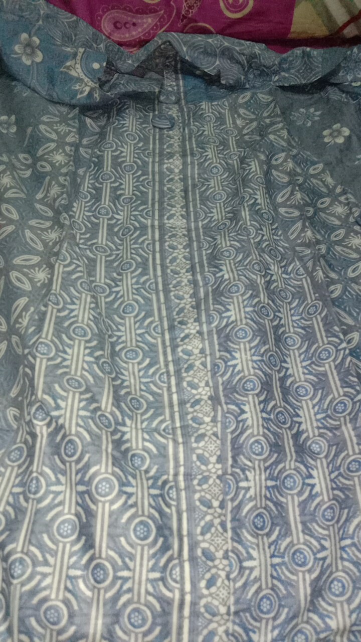 Batik Tunik Shibori Jumputan Terbaru Size S-3l / Hrb026 Yelbor Navbor / Biru Putih