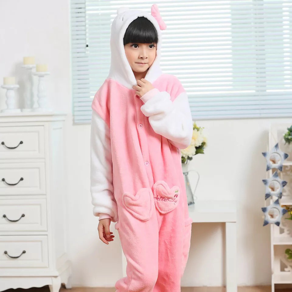 KOSTUM BAJU ONESIE HELLO KITTY PIYAMA ANAK