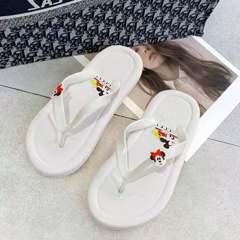 Sandal jepit Flat | Sandal new era wanita Motif Disney Mickey Mouse Promo [ Bisa Bayar Ditempat ]