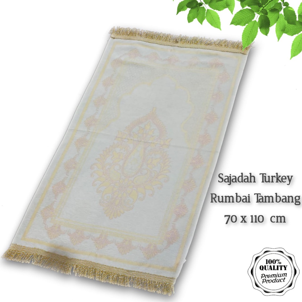 Sajadah Turki Gold Premium Rumbai Tambang Lembut /Harga Grosir