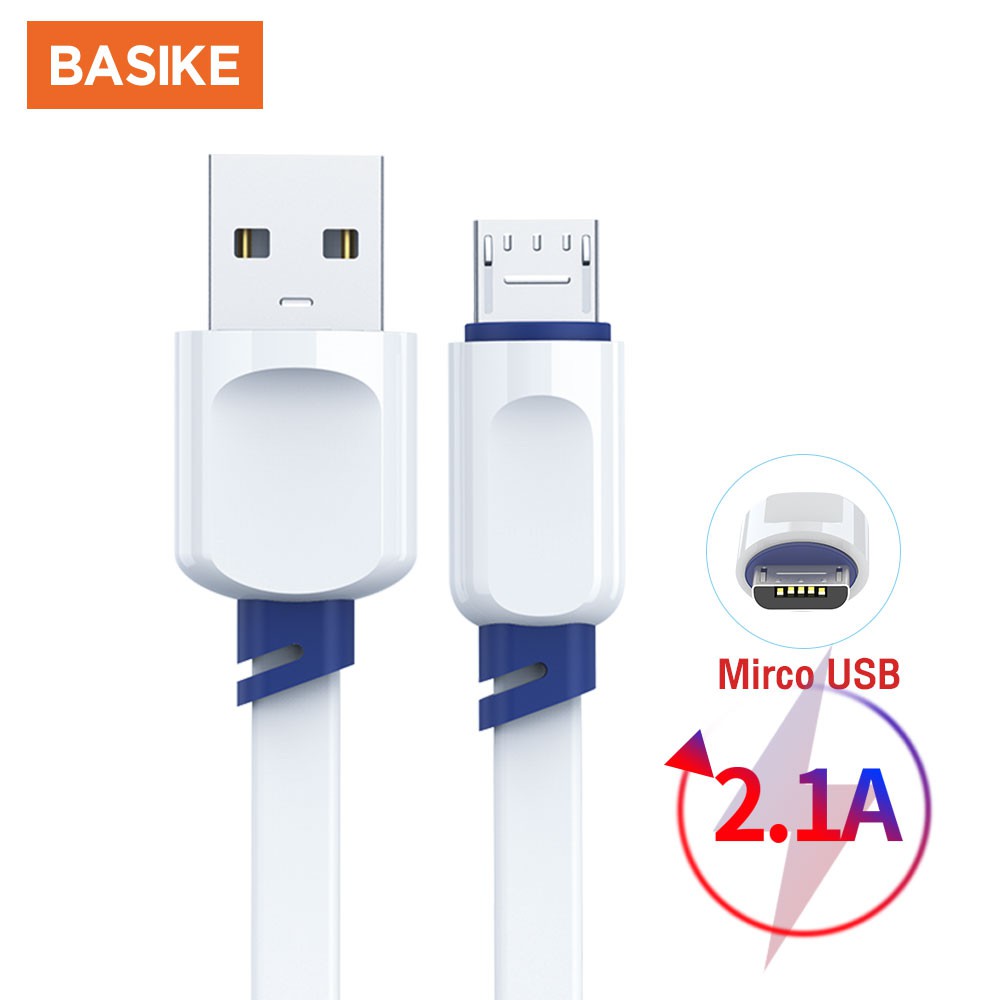 Kabel Data Fast Charging BASIKE Micro USB Cable Android Tangle-free Charger Xiaomi Samsung Vivo OPPO Mobile Cables Converters-BSK-CT319K-1V