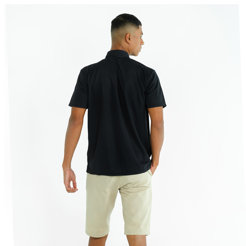 DONSON Kaos Polo Polos Kasual Olahraga Extra Fine Polyester Warna Black