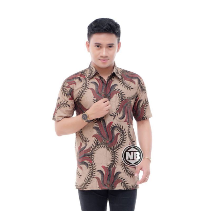 { bisa cod }hem batik sogan lengan pendek size m l xl