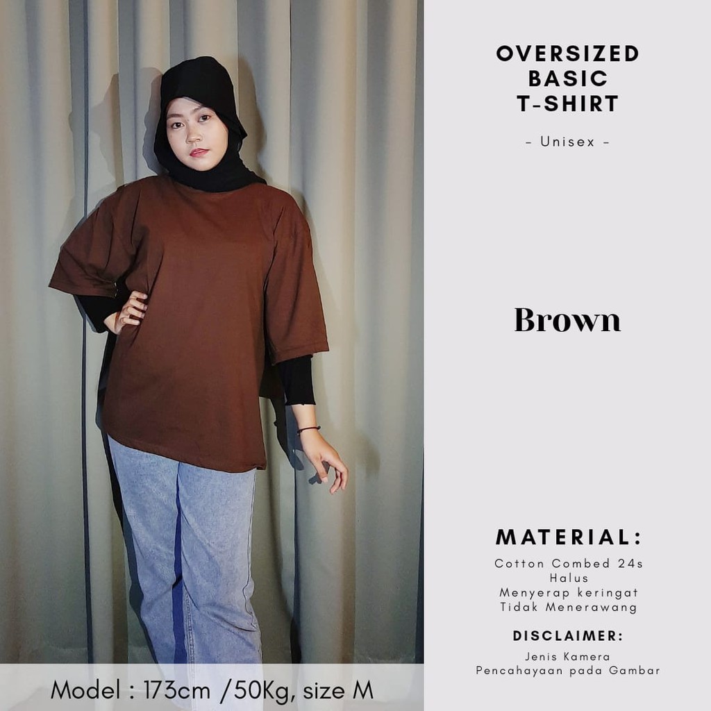 KAOS POLOS OVERSIZE UNISEX COTTON COMBED 24S PREMIUM OVERSIZED TSHIRT-Brown