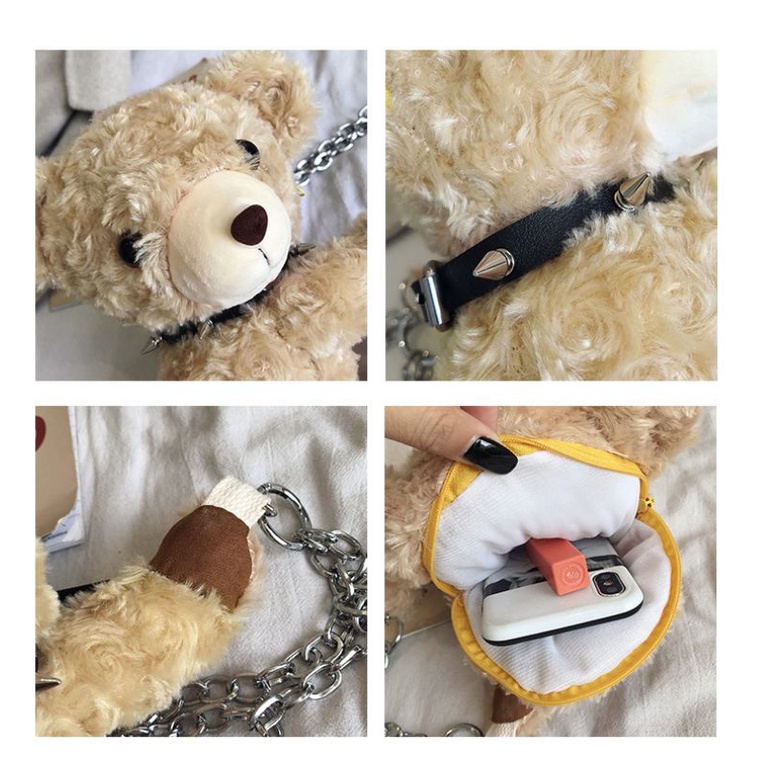 Tas Selempang Beruang /Tas Beruang Bahan Plush Bentuk Kartun Beruang Gaya Korea Impor/ Tas Beruang