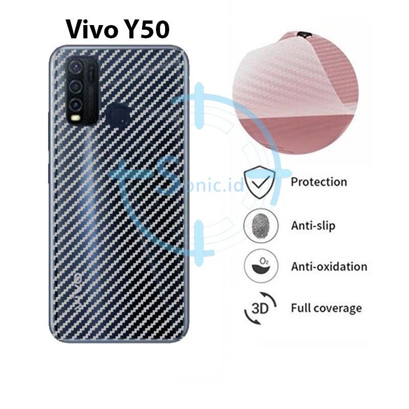 VIVO Y50/Y50i/Y30/Y30i Carbon Fiber Pelindung belakang hp anda dari kotoran yang bisa membuat rusak belakang hp anda,,