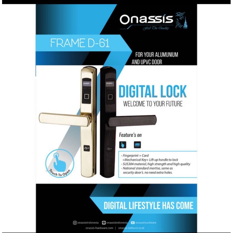 Smart Lock Digital Lock Kunci Digital Onassis Frame Aluminium Body Swing
