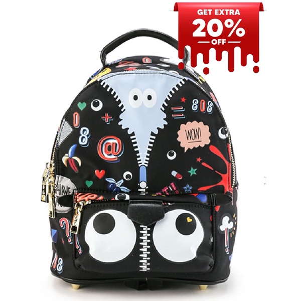 HUER Soiwe Eye Theme Printed 3 Ways Backpack 9454-149Black