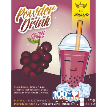 Javaland Bubuk Minuman Rasa Grape / Anggur 1Kg - Regular Plain | Bubble Powder Drink Boba