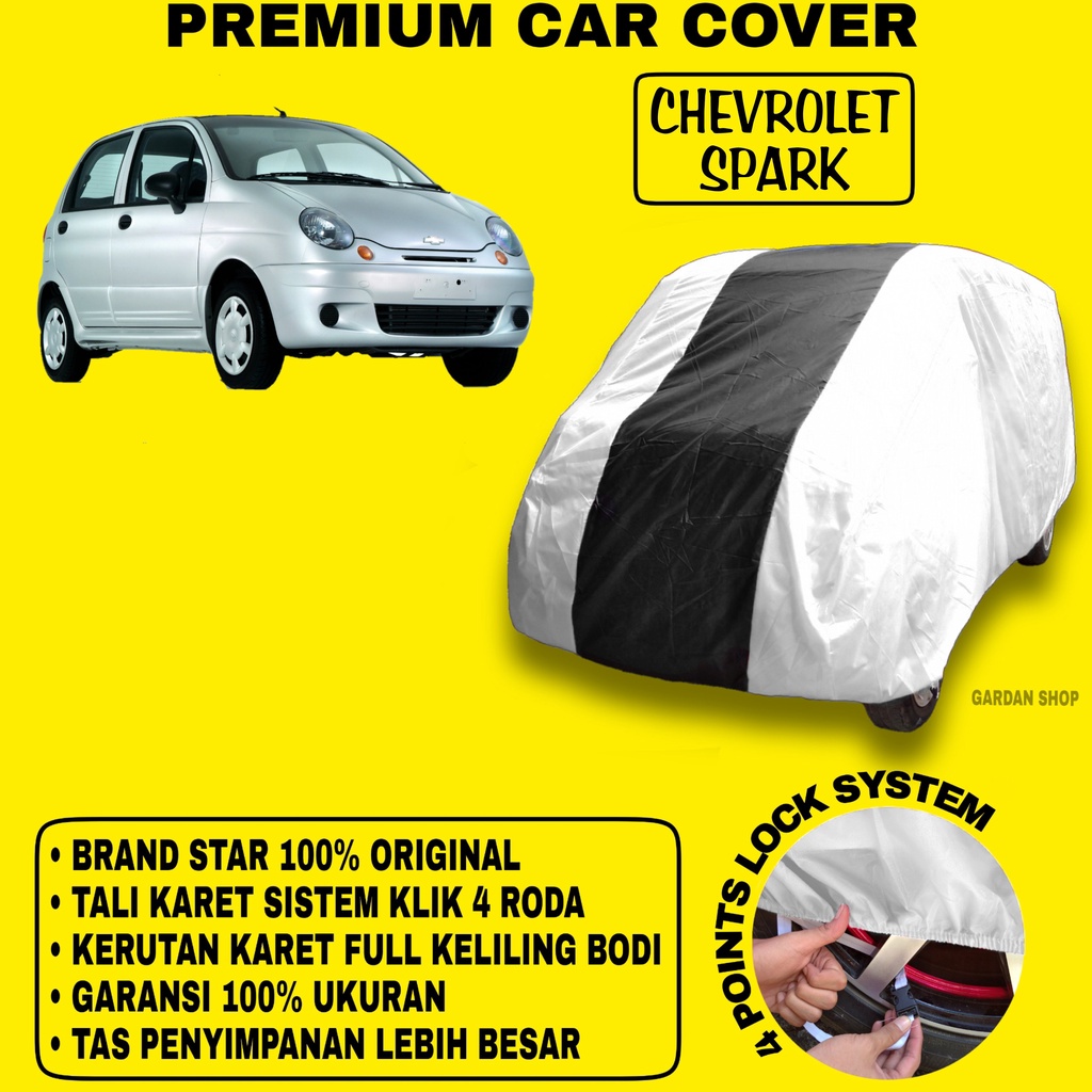 Body Cover CHEVROLET SPARK SILVER HITAM Penutup Bodi Mobil Chevrolet Spark Waterproof PREMIUM