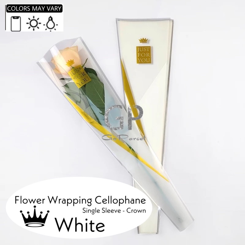 ( 5 Lembar ) CROWN -  FLOWER ROSE SLEEVE PACKING BAG - FLOWER WRAPPING PAPER 50x10 CELLOPHANE PLASTIC / KERTAS BUNGA