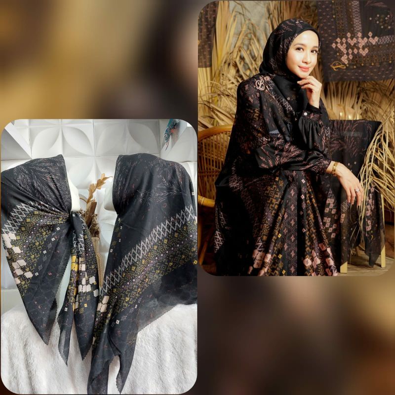 Hijab motif L by laudya cintya bella / branded kw segiempat