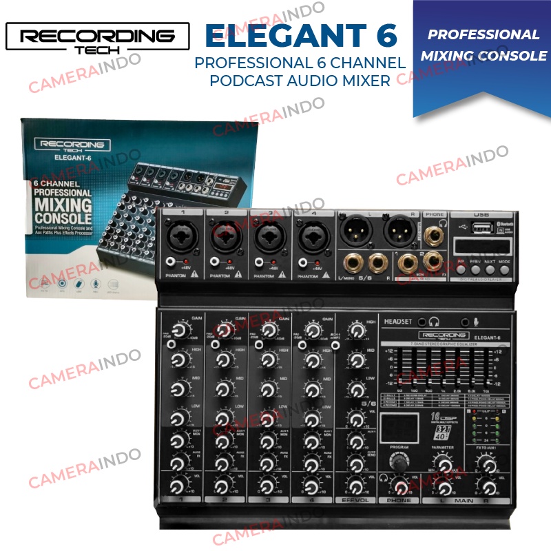 MIXER RECORDING TECH ELEGANT 6 CHANNEL PODCAST RECORDING