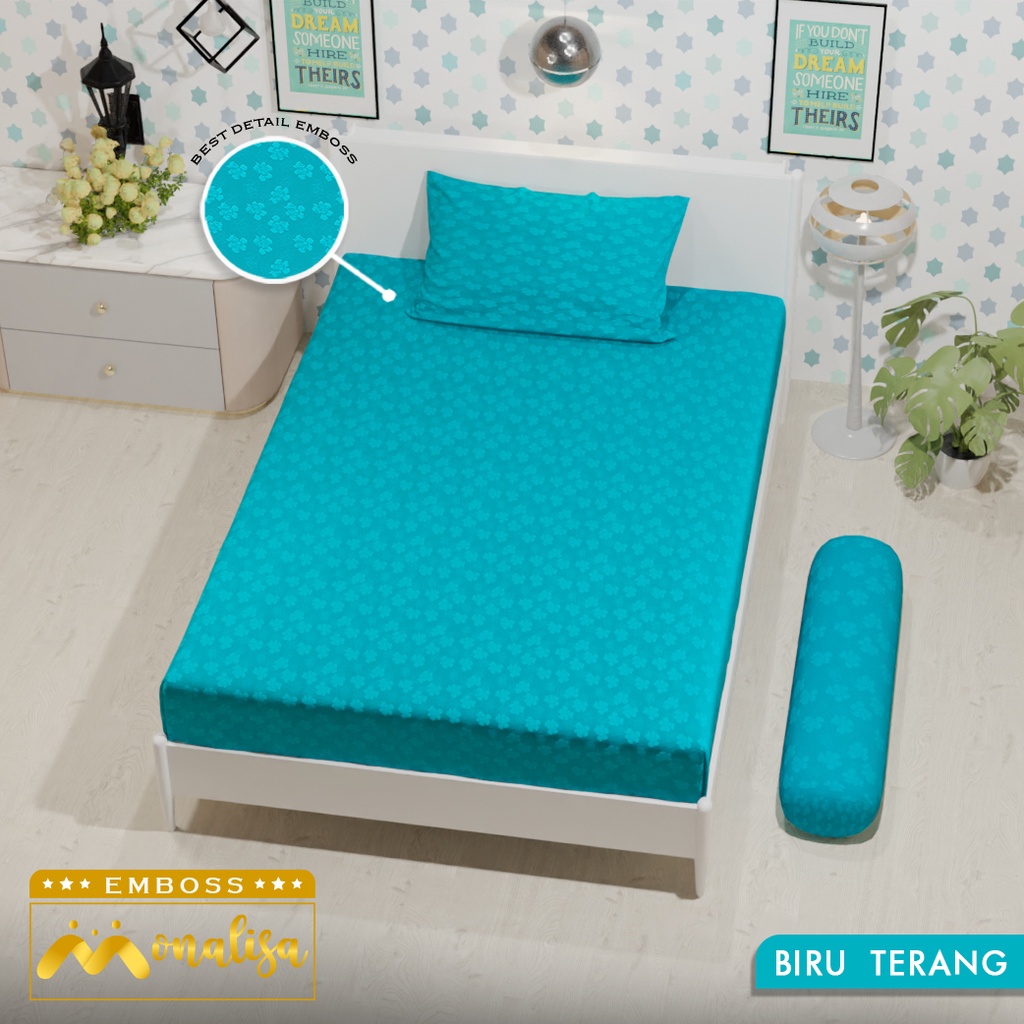 Monalisa Emboss BedCover SET Sprei Uk 100/120 - Biru Terang