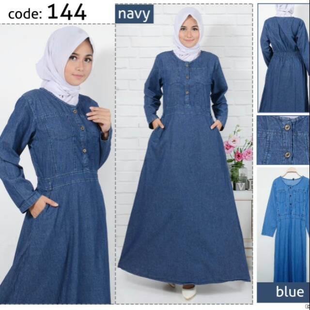  Baju  Gamis Bahan Levis  Terbaru  Hijab Casual