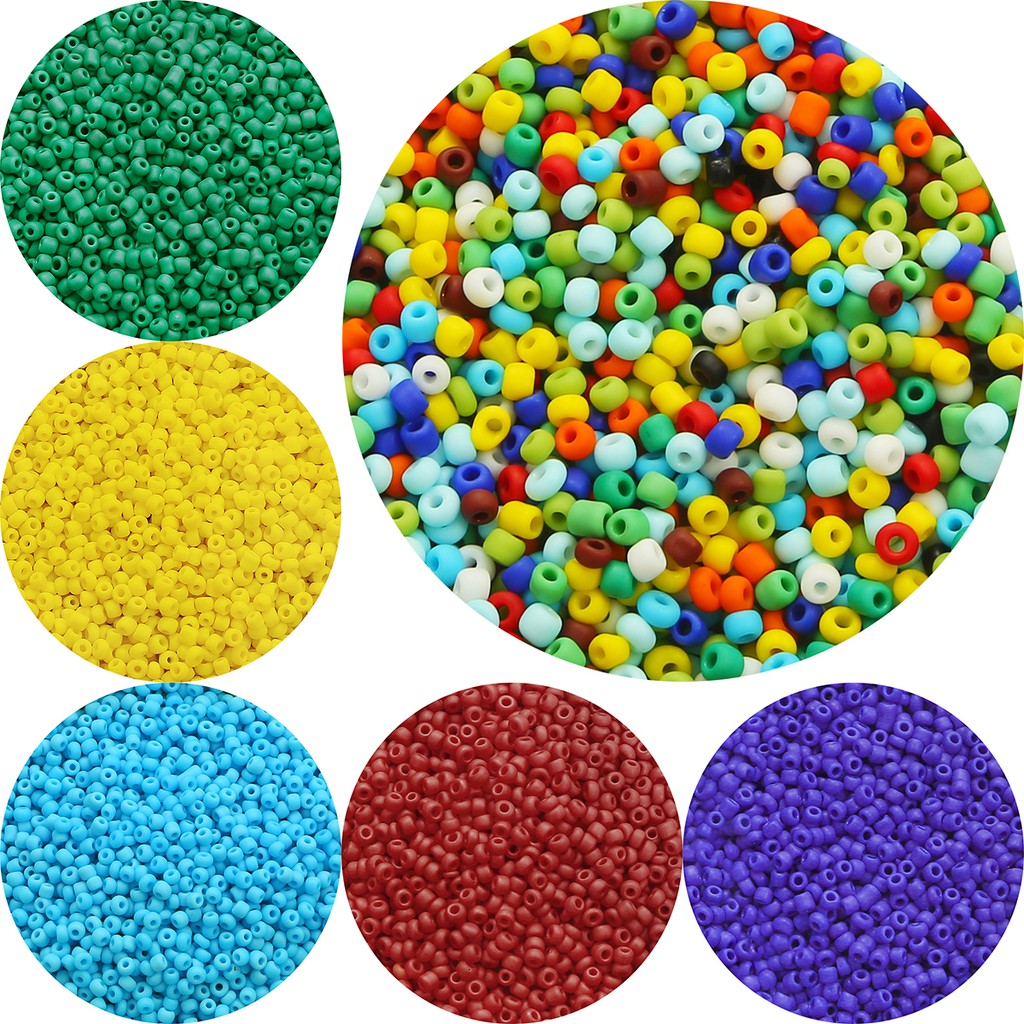 About 700pcs 3mm Glass Frosted beads Nail Art Crushed Glass Stones Jewelry Making DIY Jewelry Accessories with Hole 1mm