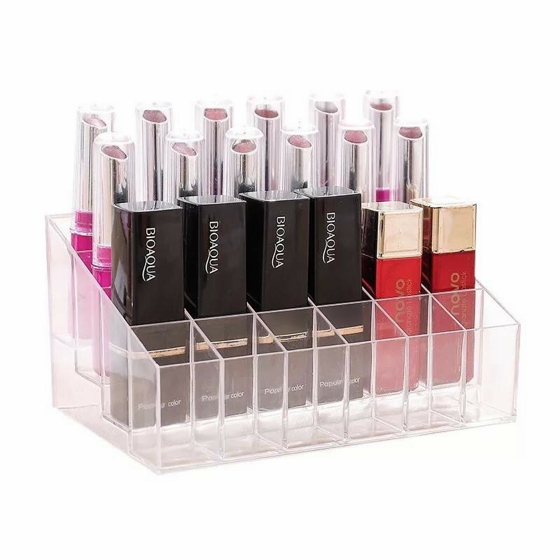 Rak Kosmetik Lipstick Acrylic 24 Slot / Rak Lipstik 24 slot / Tempat Penyimpanan Lipstick / Make Up Organizer