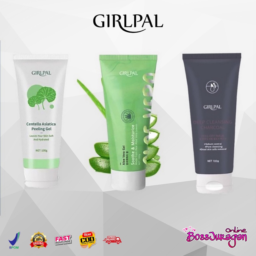 (BOSS) [BPOM] GIRLPAL Centella Asiatica Peeling Gel - Aloe Vera Gel - CHARCOAL 100GR