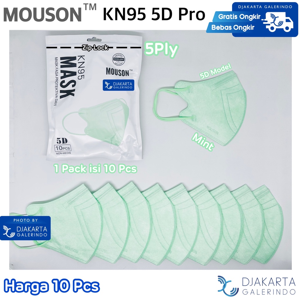 Masker Mouson KN95 5D KN95 Pro 5Ply Original isi 10Pcs