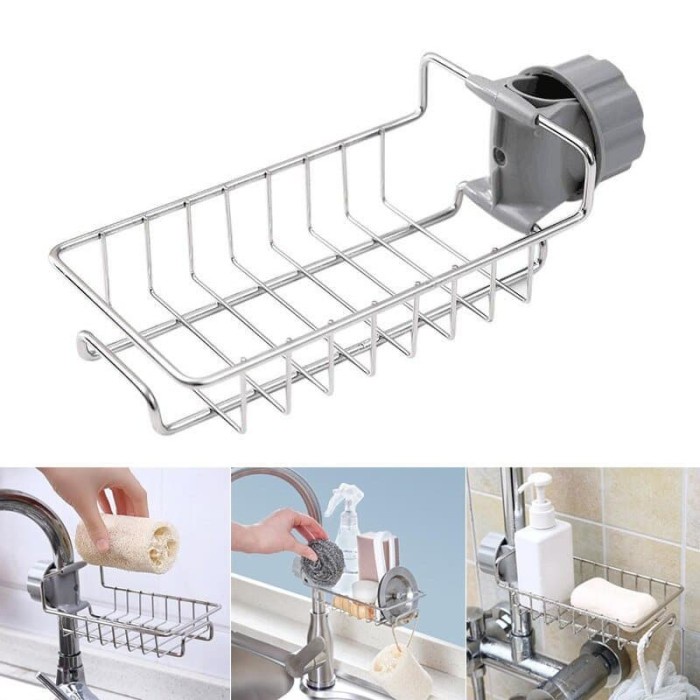 Rak Gantung Stainless Dapur Keran Kitchen Sink Organizer Holder Sponge