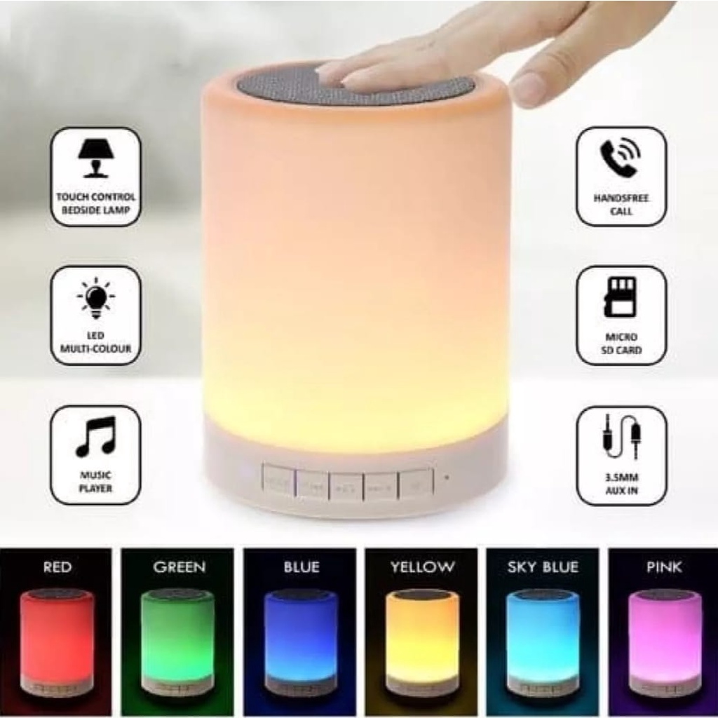 Speaker Wireless Bluetooth CL-671 Smart Touch Portable Lamp Support All Smartphone-Speker Salon Aktif Warna Random Murah Dengan LED Cahaya Lampu Tidur Compatible With Microsd Flashdisk RadioFM-Spiker CL 671 Mono Stereo Full Extra Bass Suara Jernih