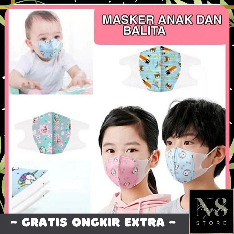 Masker Duckbill Anak Karakter Masker Motif Anak 3D Umur (0-3thn) Cewek Cowok.