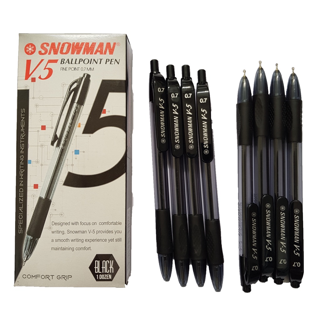 

H7Y [Lusin] Bolpen Snowman Original Ballpoint Pen V-5 (Hitam / Biru / Merah) [Lusin]