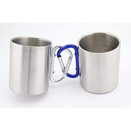 Gelas Mug Carabiner Stainless Steel 220 ml / gelas camping mug carabiner