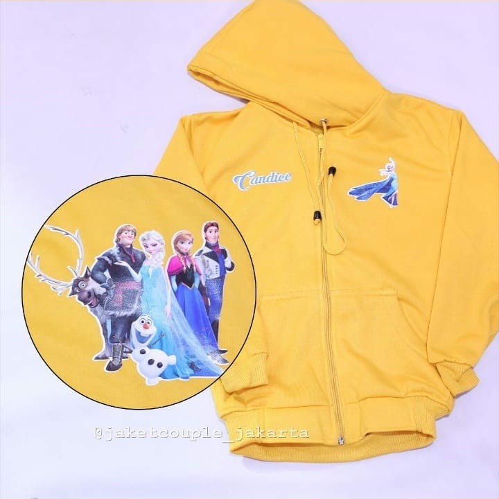 JAKET ANAK FROZEN-GRATIS NAMA-ELSA ANNA HANS KRISTOFF-Karakter Lucu Zipper Hoodie Couple Keluarga Se