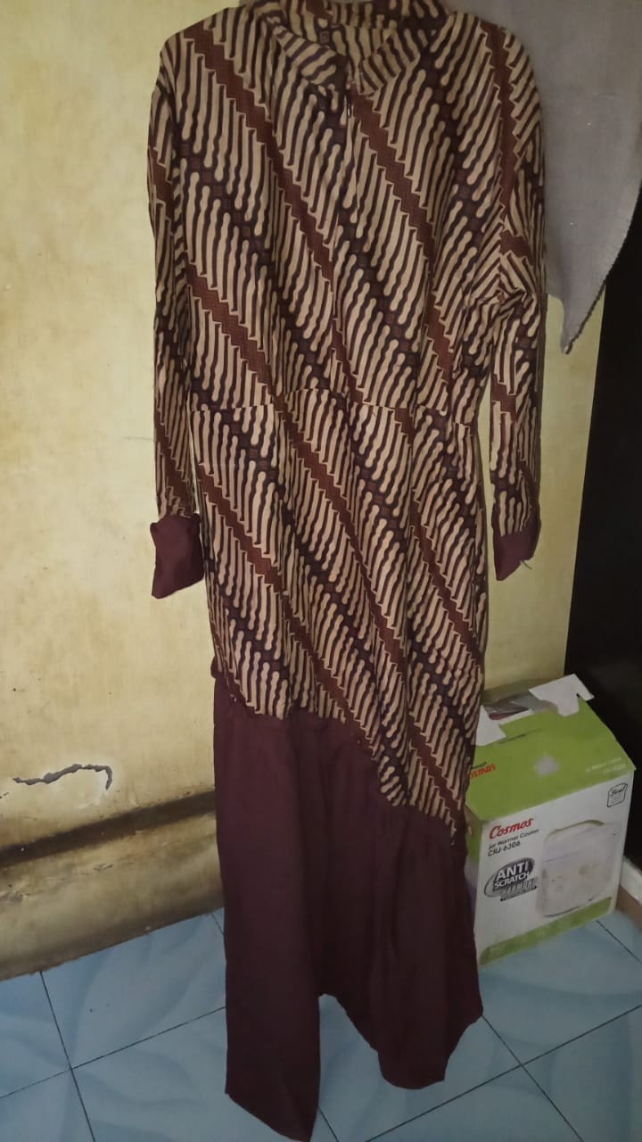 Batik Wanita Gamis Motif Rempel Miring Warna Meisya Cewek Modern Premium Exclusive Seragam