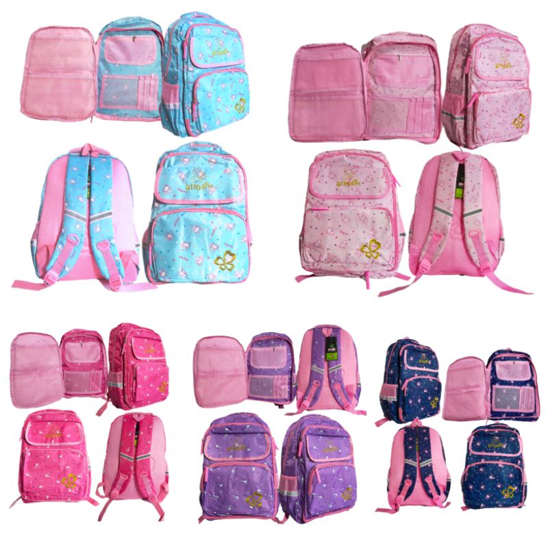 Tas ransel backpack anak perempuan alto girl model resleting putar / kulkas free rain cover  original