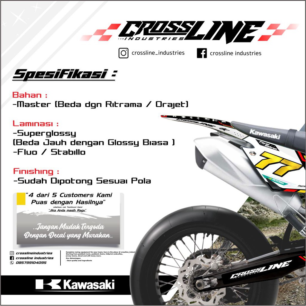Dekal Sticker Decal Klx bf 150 Supermoto Gold
