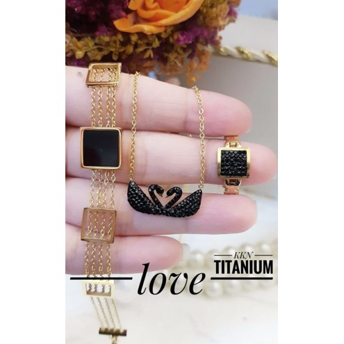 titanium set gelang kalung dan cincin t52782