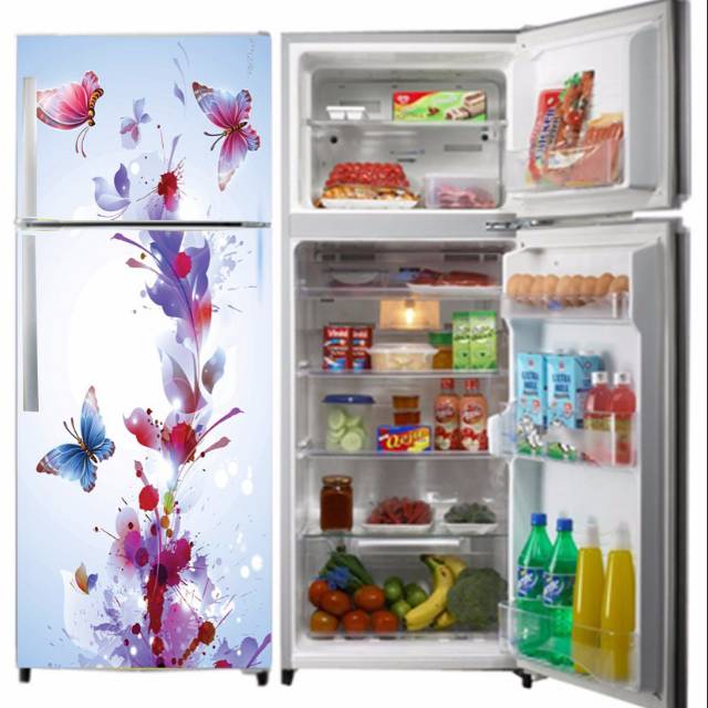 Stiker kulkas bunga 2 pintu