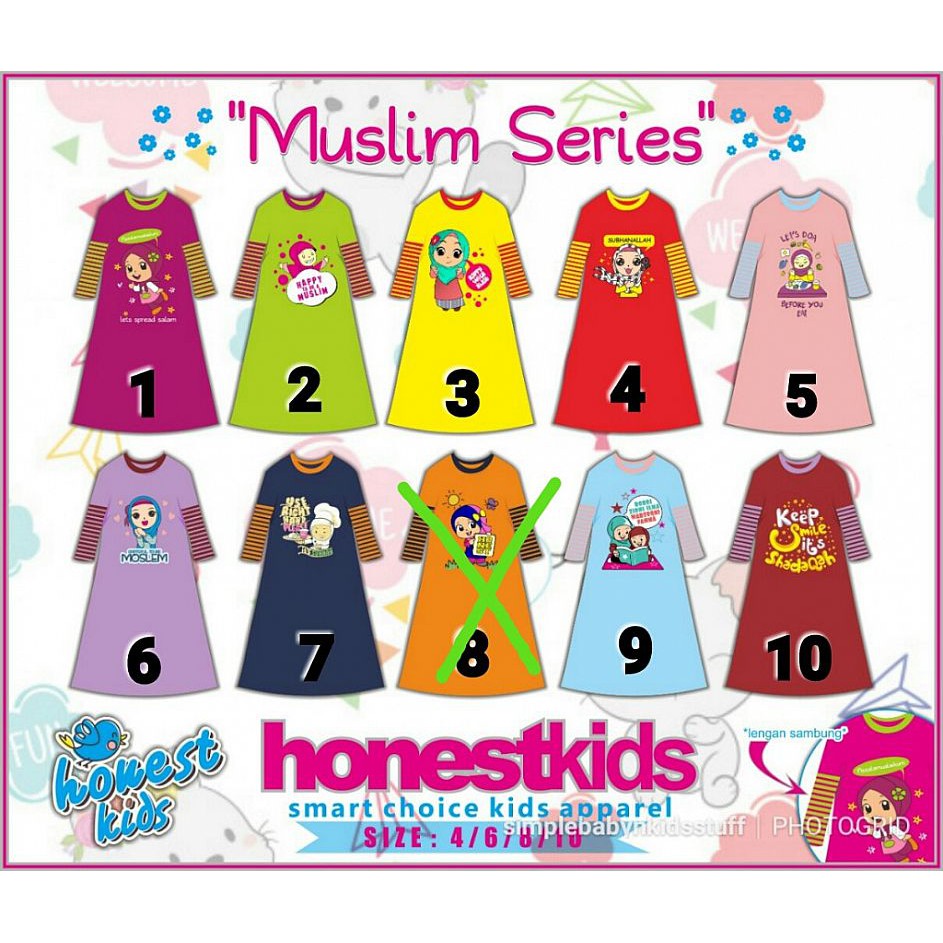 Gamis Murahh  Gamis Anak Perempuan Lengan Garis Garis / Gamis Anak Perempuan Branded Usia 4-10 Th