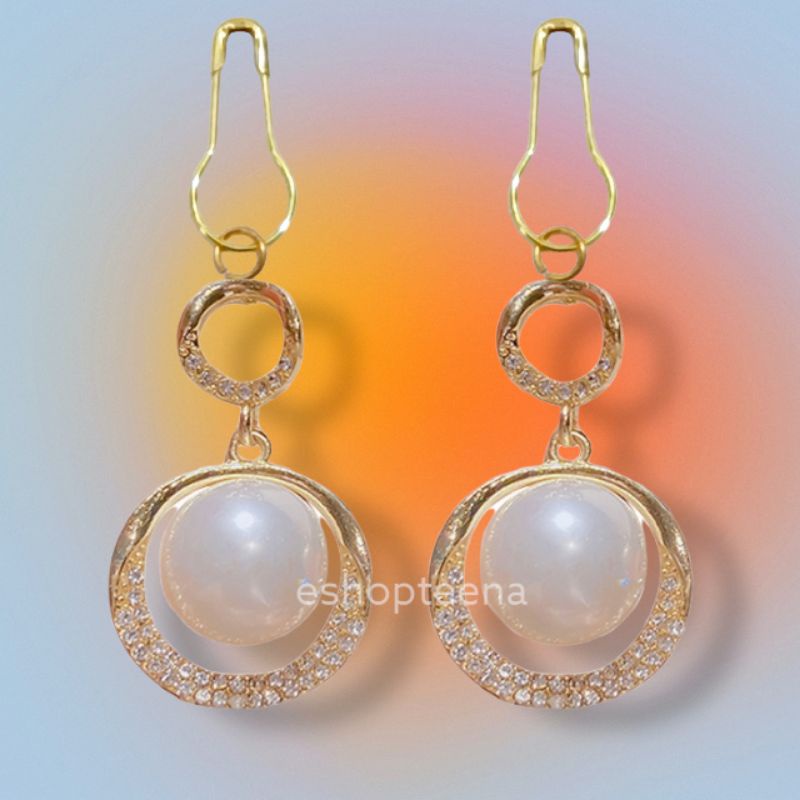 A144 anting hijab pearl mata new gold_anting jilbab