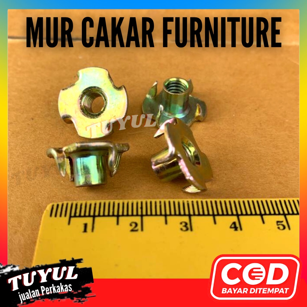 Tee Nut M8 Cakar Mur Tanam Kayu T Nut Furniture