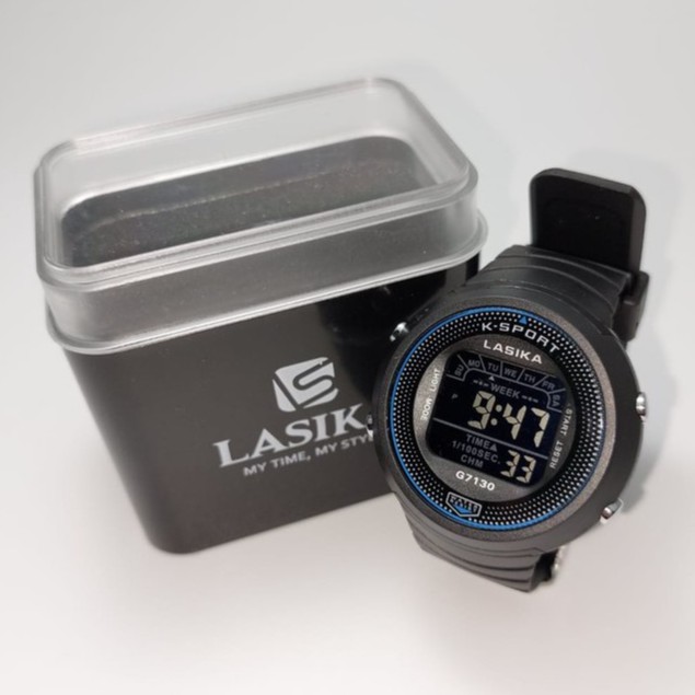 Jam Tangan Sporty Lasika Digital Type 7130 Series Layar Hitam Anti Air Super Premium