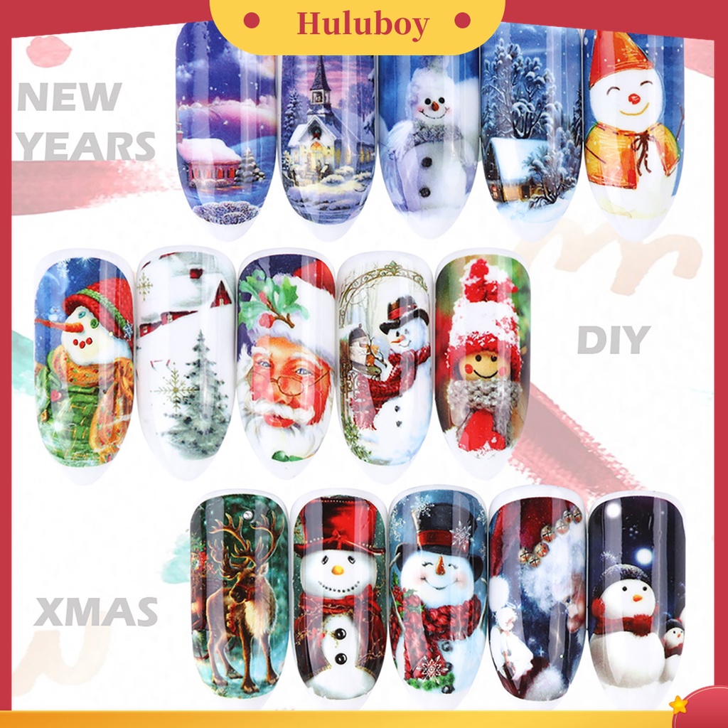Huluboy Huluboy♡ Stiker Kuku Motif Natal 3D Untuk Manicure