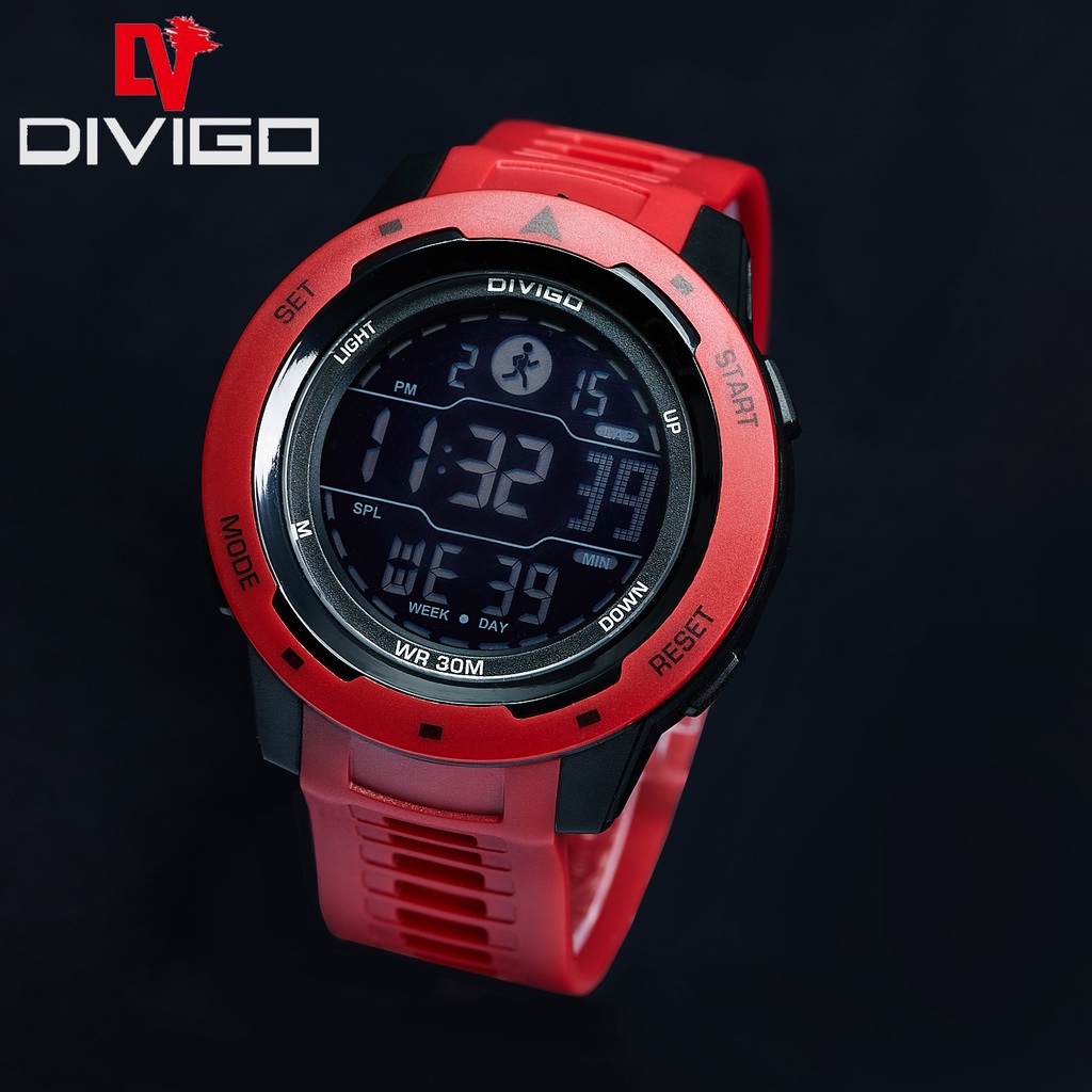 Jam Tangan Pria Digital Original Divigo Tahan Air Strap Rubber DV-2106